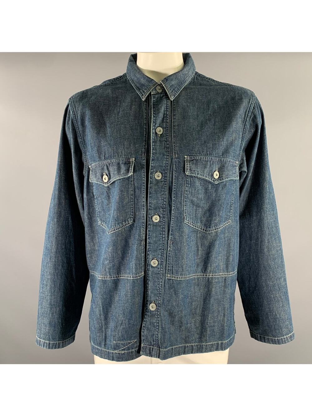 RRL by RALPH LAUREN Size XL Navy Indigo Cotton Overshirt